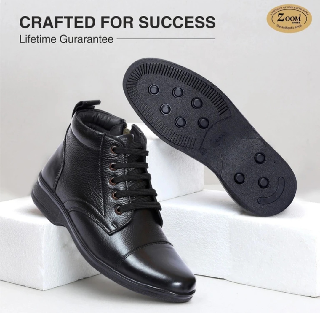Zoom shoes genuine leather high anklet boots lace-up & Zipper
